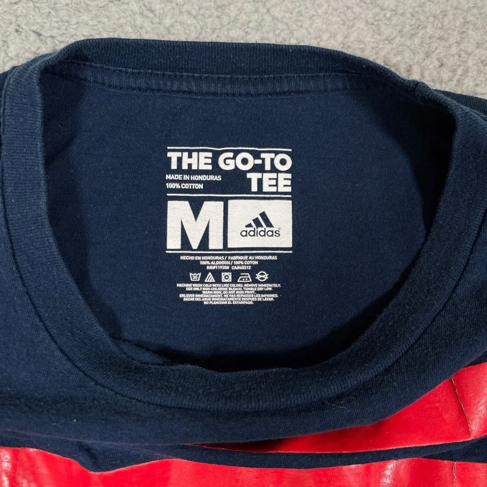 Adidas Shirt Mens Medium Blue Red Flag Stars The Go To Tee Short Sleeve Crew